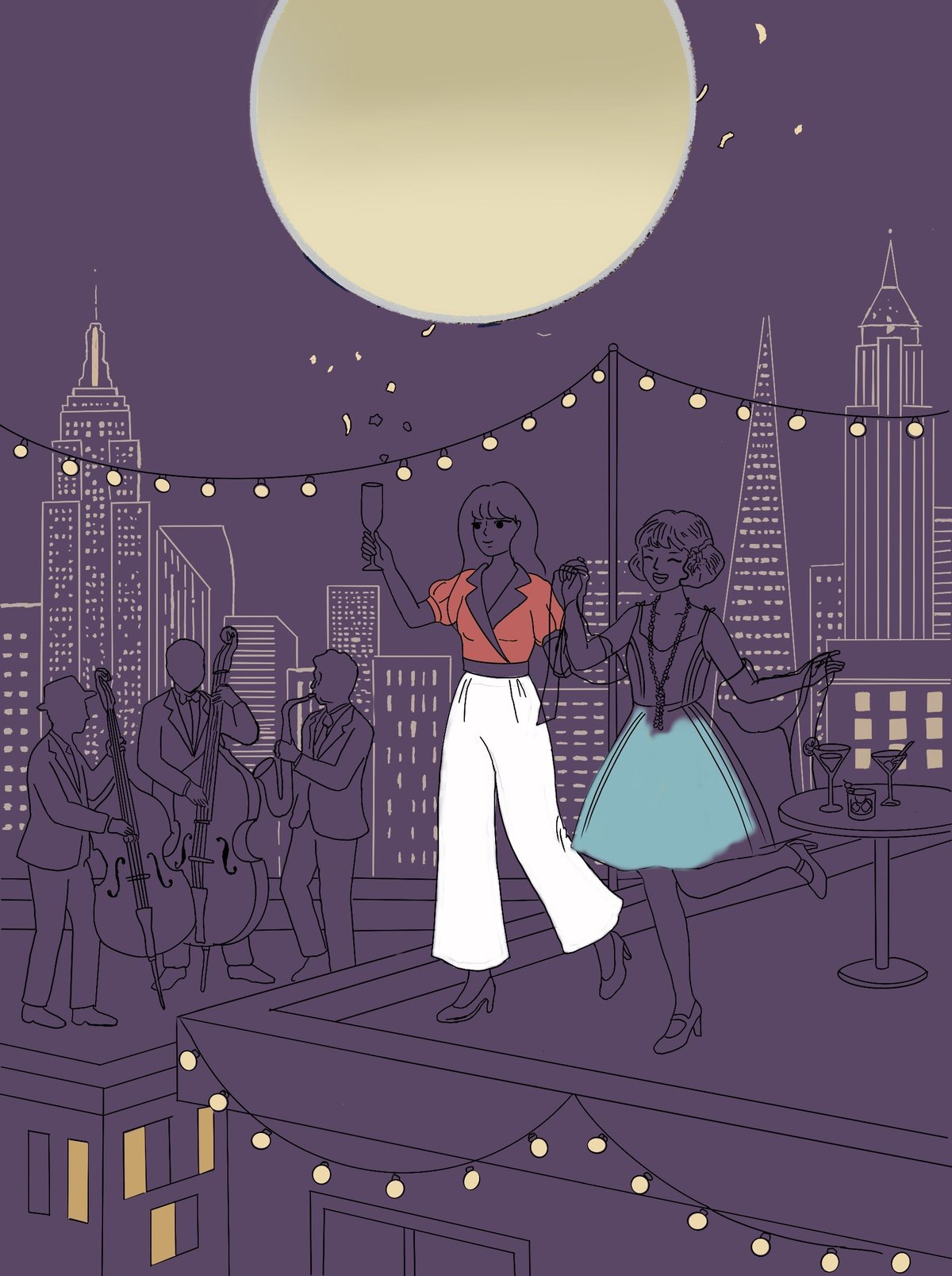 Earlier cool-palette version of Moonlit City.