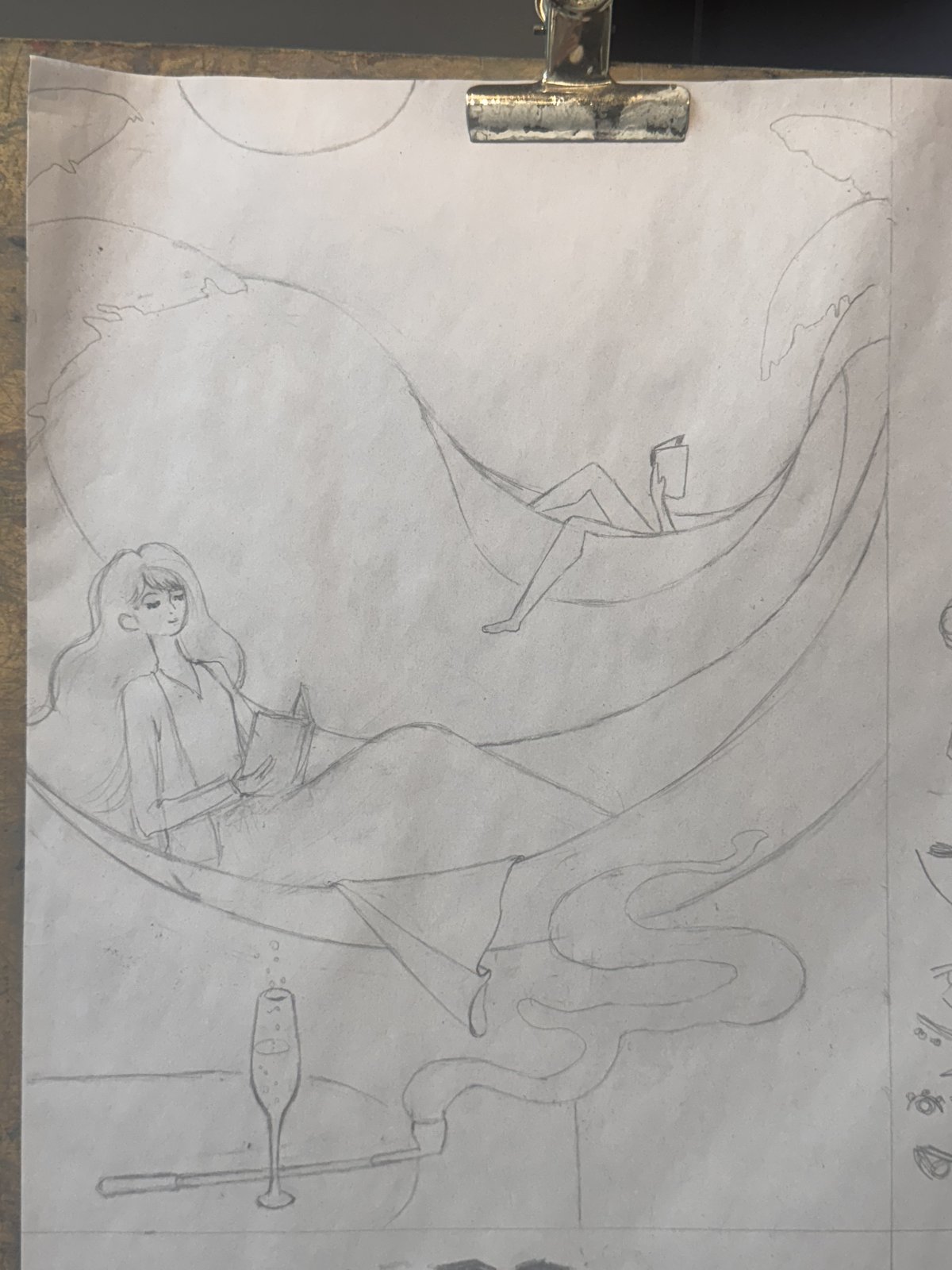 Sketch of a boat composition.